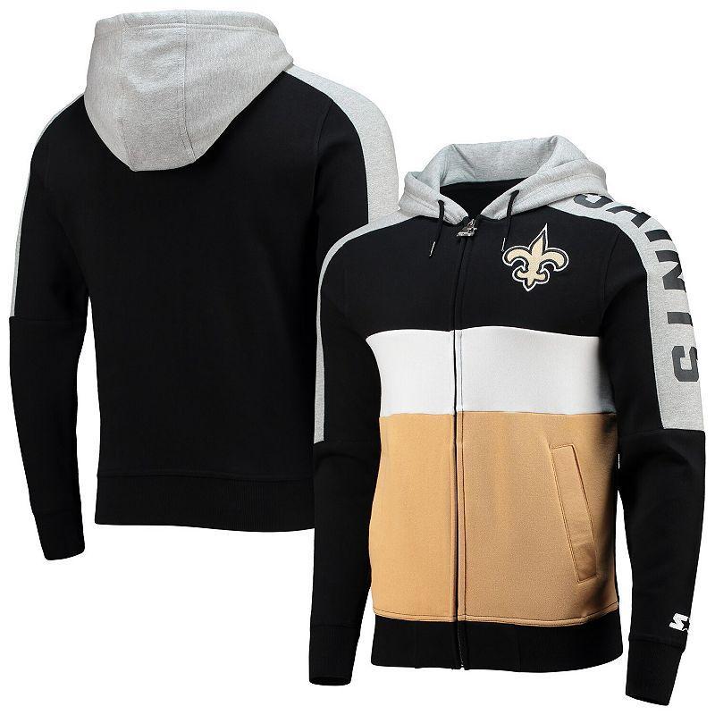 Mens Starter /Gold New Orleans Saints Playoffs Color Block Full-Zip Hoodie Product Image