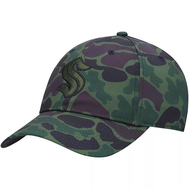 Mens adidas Camo Seattle Kraken Locker Room Primegreen Slouch Adjustable Hat Product Image