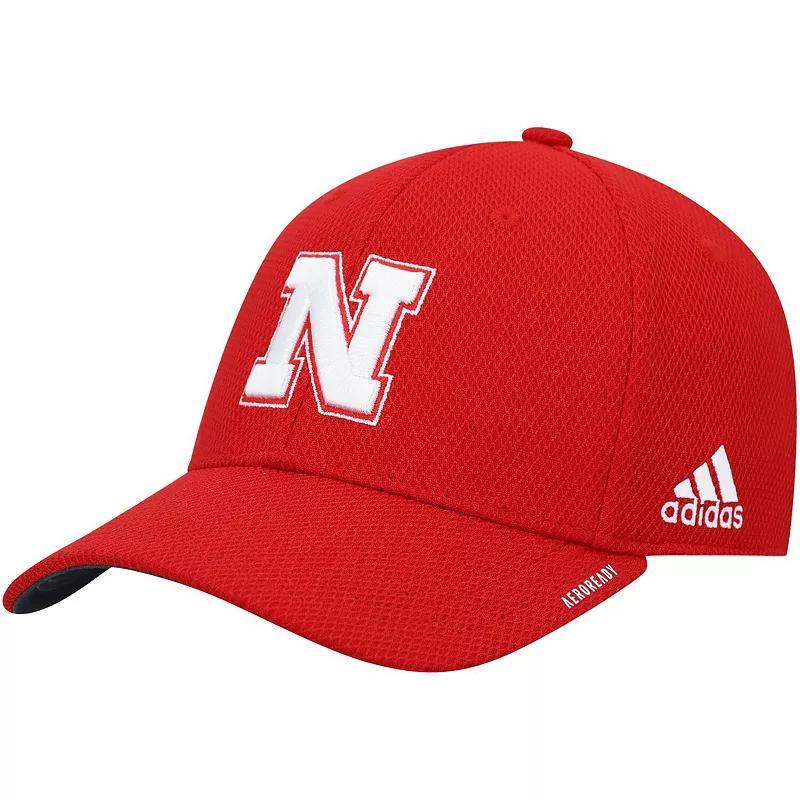 Mens adidas Scarlet Nebraska Huskers 2021 Sideline Coaches AEROREADY Flex Hat Product Image