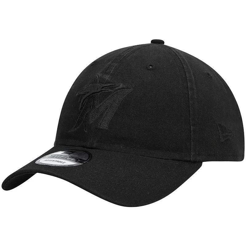 Mens New Era Miami Marlins Black Core Classic 9TWENTY Adjustable Hat Product Image