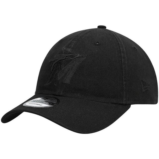 Mens New Era Miami Marlins Black Core Classic 9TWENTY Adjustable Hat Product Image