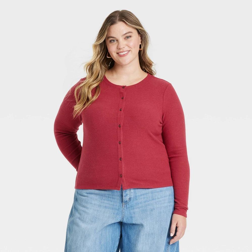 Womens Rib Cardigan - Universal Thread Dark Red 4X Product Image