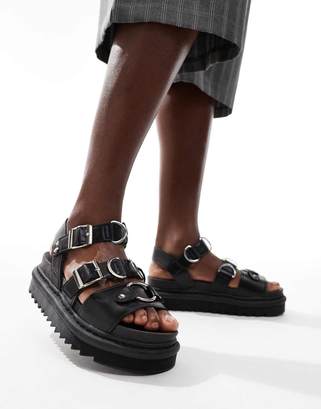 Truffle Collection chunky strap sandals in black Product Image