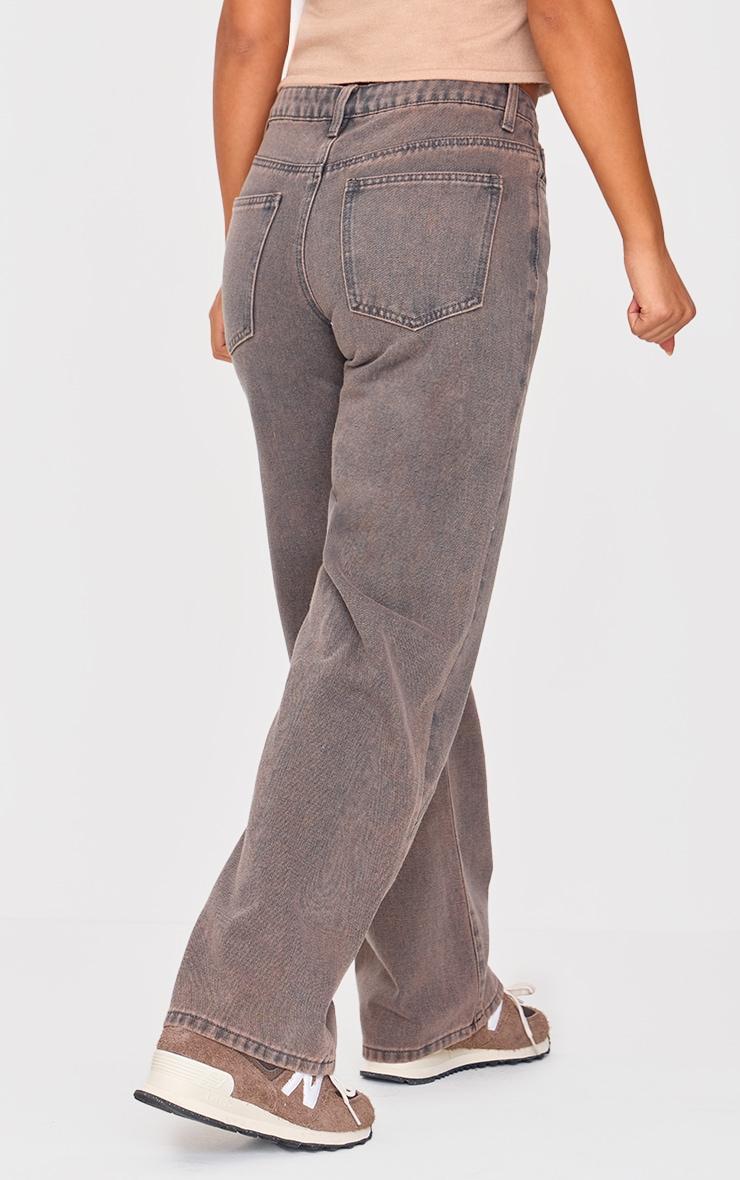 Petite Dark Sand Seam Detail Straight Leg Jeans Product Image