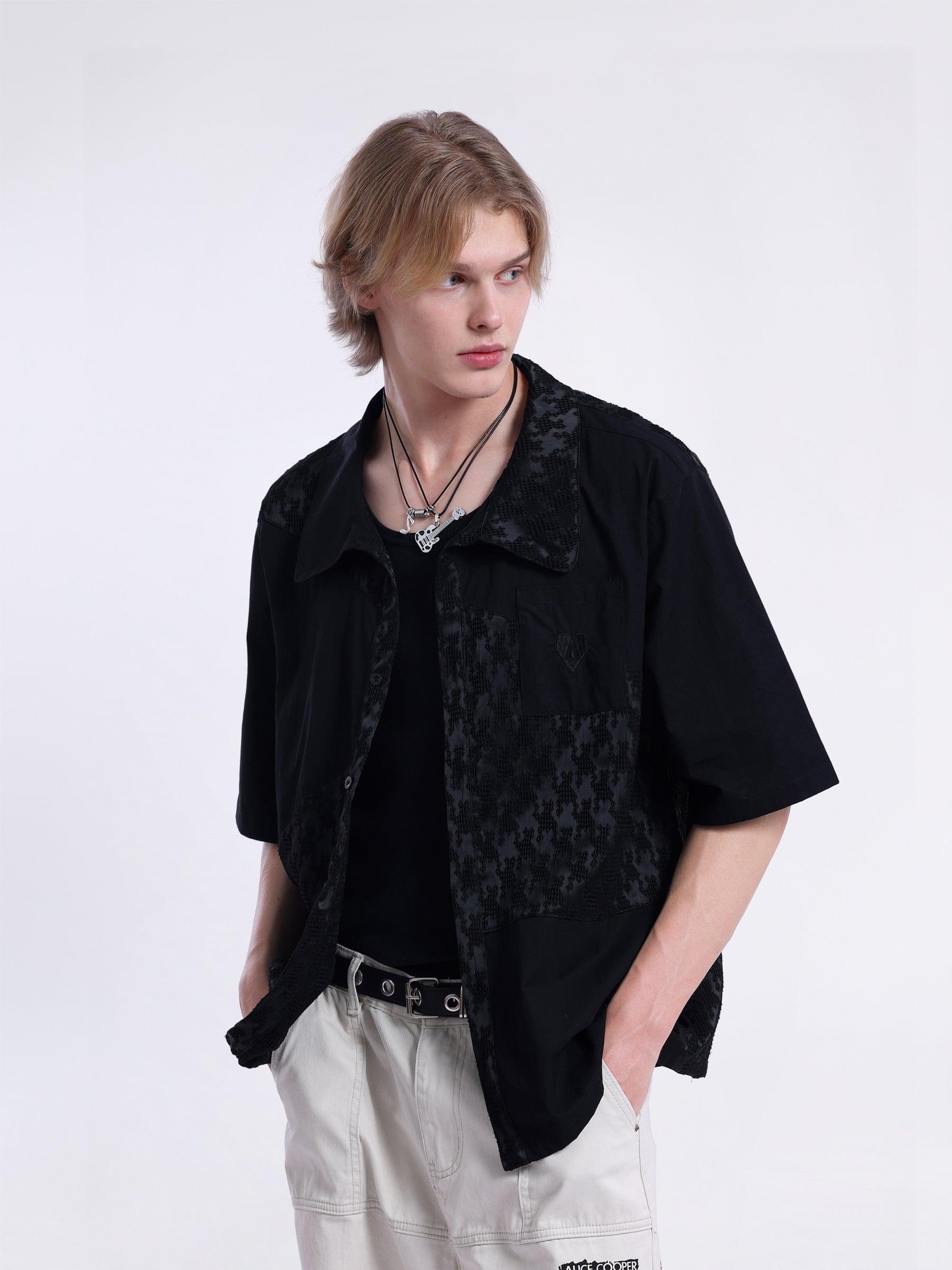 Aelfric Eden Texture Patchwork Short Sleeve Shirt Product Image