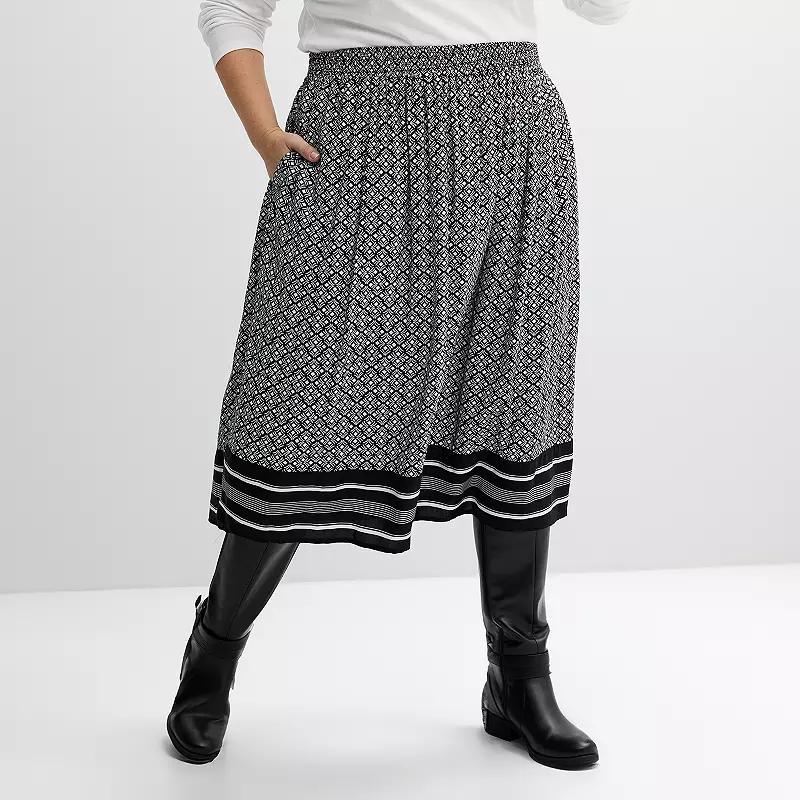 Plus Size Croft & Barrow Polished Front Pull-On Skirt, Womens Product Image