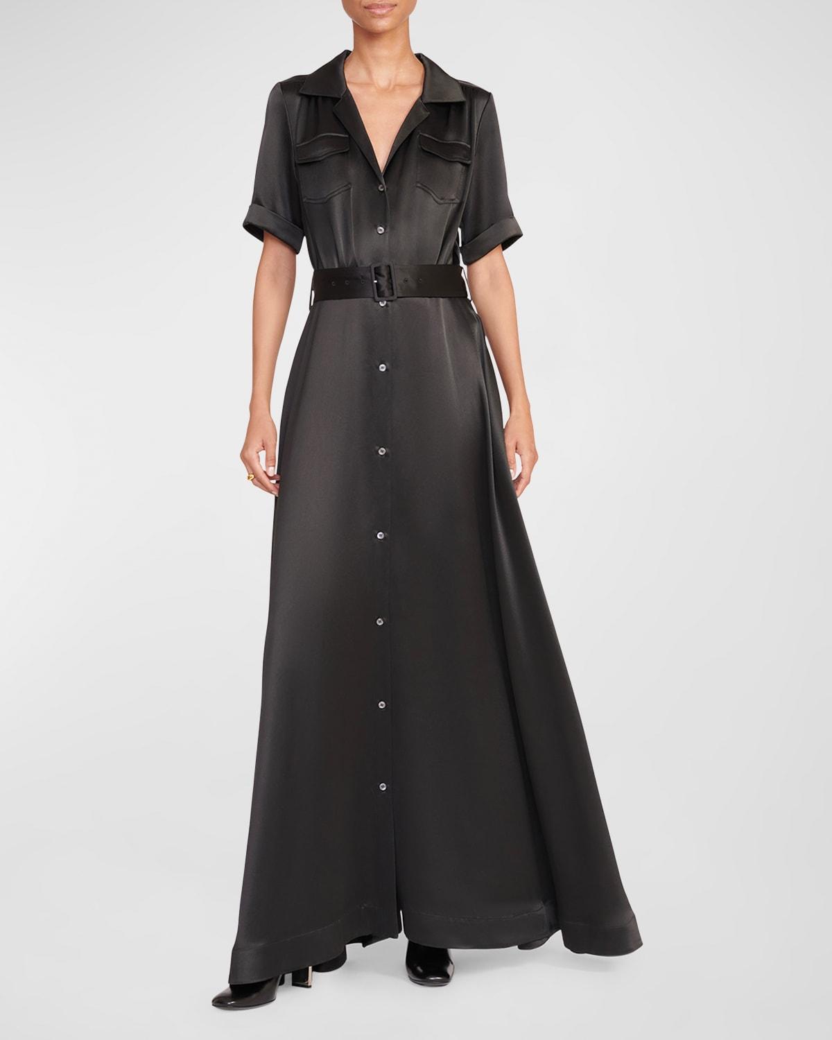 Womens Millie Satin Belted Maxi Shirtdress Product Image