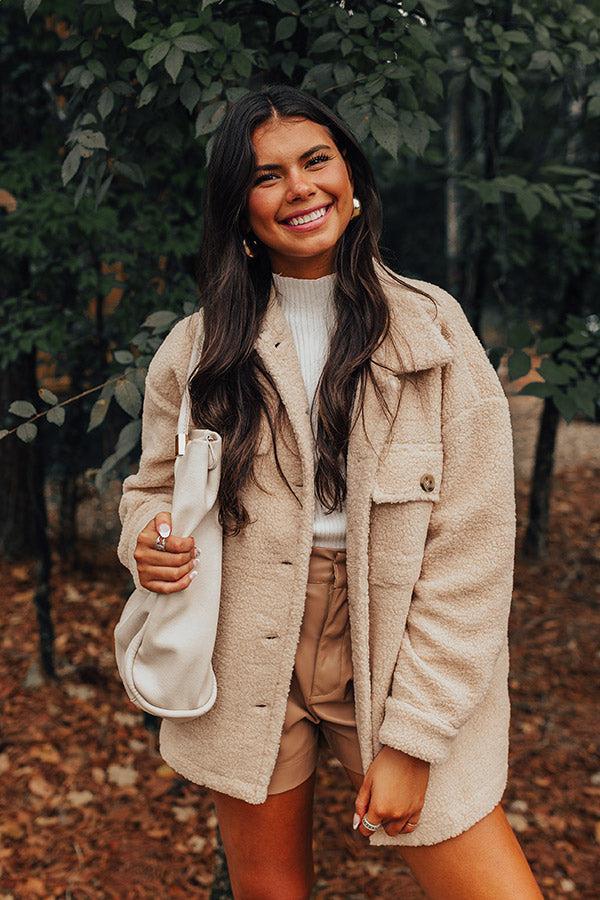 Cozier Than Ever Sherpa Jacket in Light Iced Latte Product Image