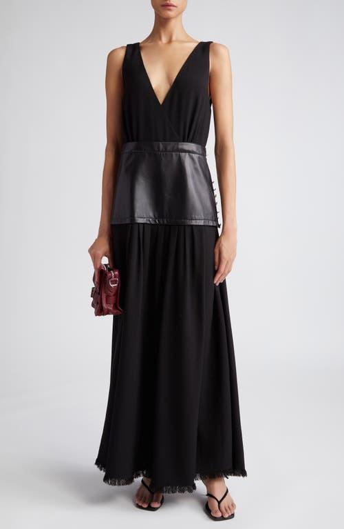 Womens Leather-Inset Crepe Maxi Dress Product Image