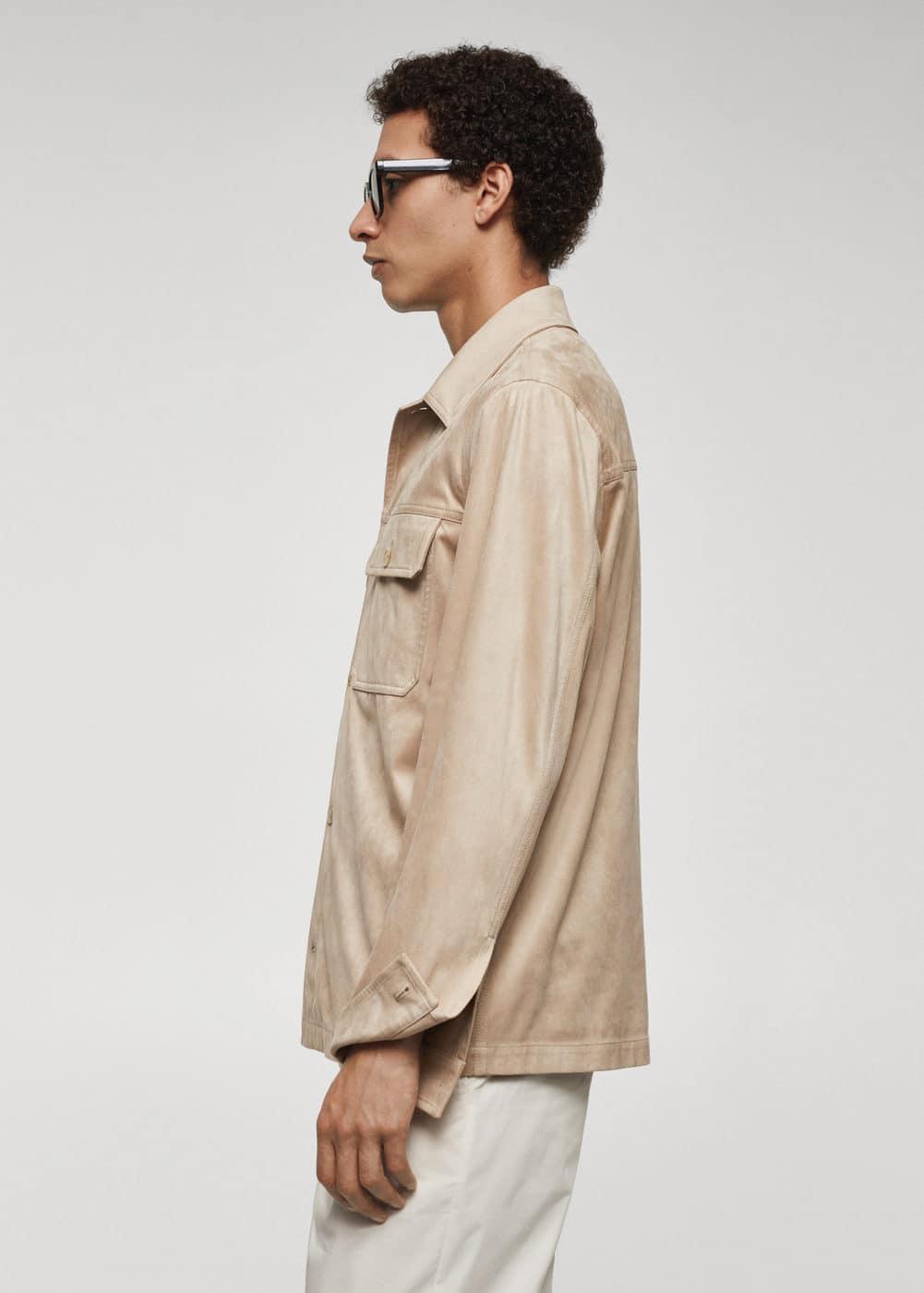 MANGO MAN - Suede effect overshirt with pockets sandMen Product Image