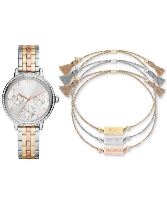 Jessica Carlyle Womens Tri-Tone Metal Alloy Bracelet Watch 36mm Gift Set Product Image