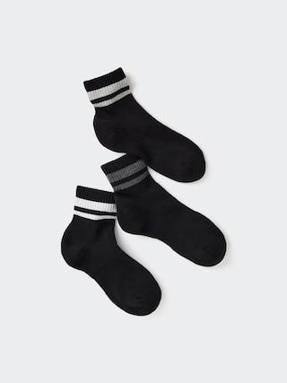 Womens Socks 3 Pairs Pile Striped Black US W 7.5-10 UNIQLO US Product Image