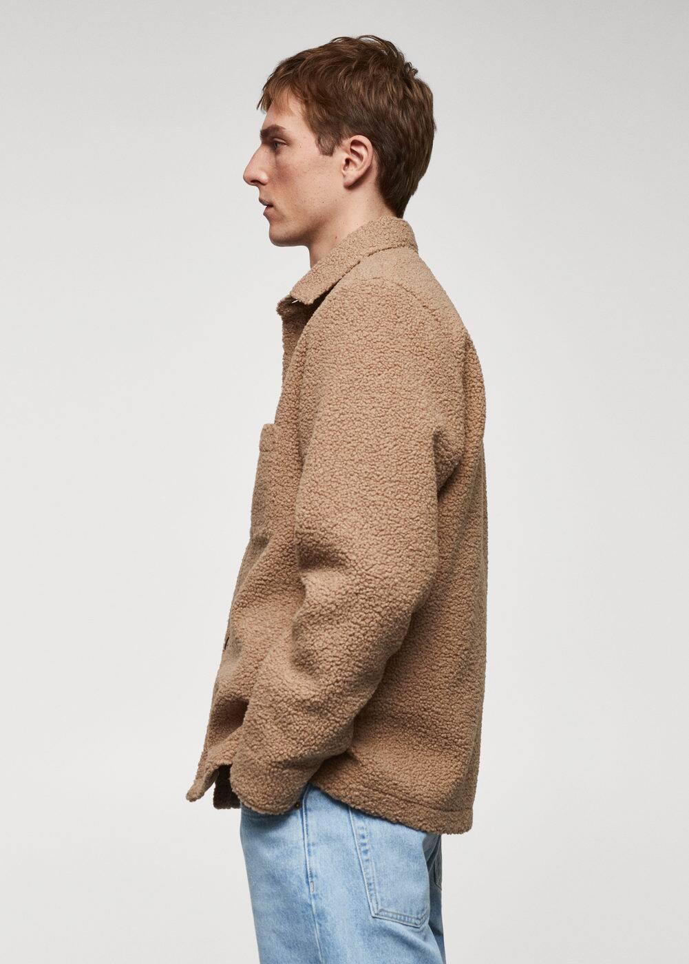 MANGO MAN - Shearling overshirt with pocket medium brownMen Product Image