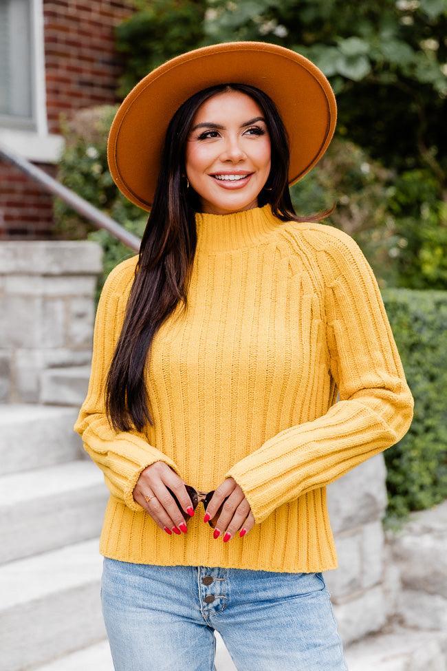 Letting You Go Mustard Chenille Turtleneck Sweater Product Image