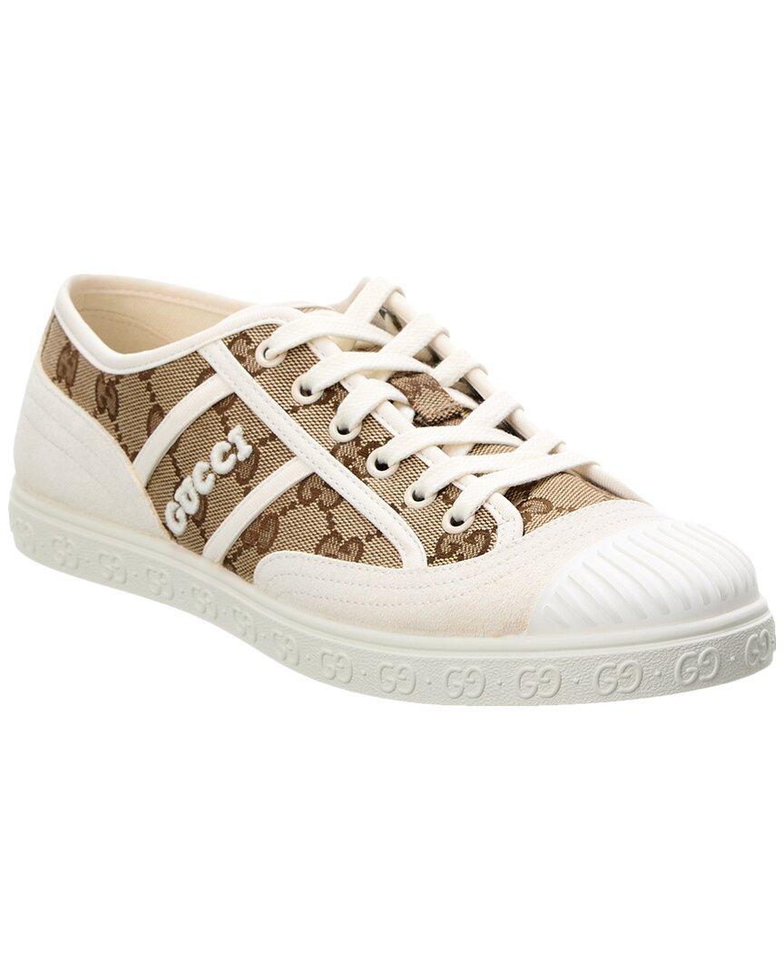 Gg Canvas & Suede Sneaker In Brown Product Image