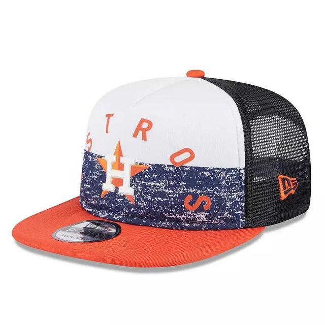 Mens New Era /Orange Houston Astros Team Foam Front A-Frame Trucker 9FIFTY Snapback Hat Product Image