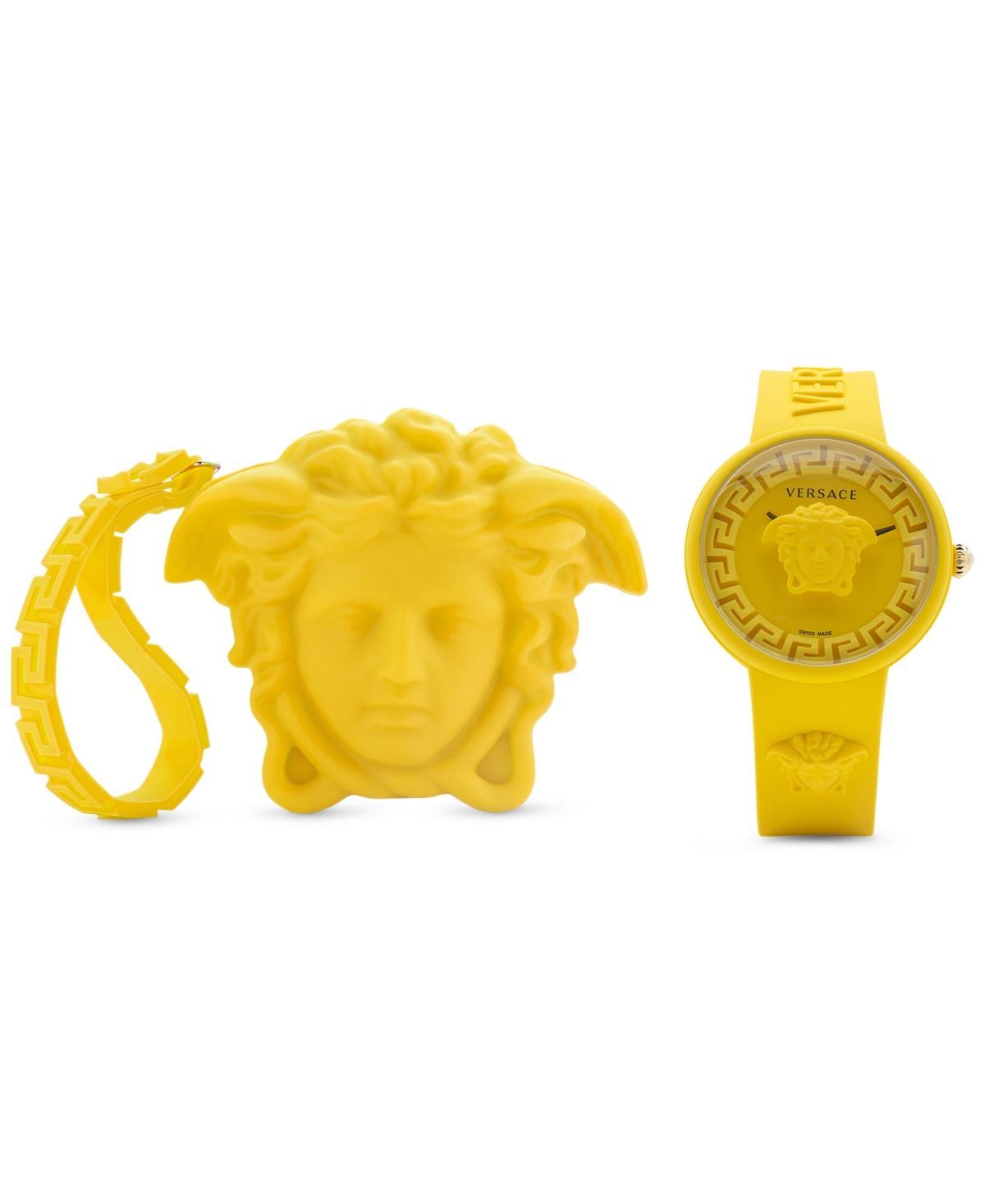 Versace Womens Swiss Medusa Pop Yellow Silicone Strap Watch 39mm Product Image