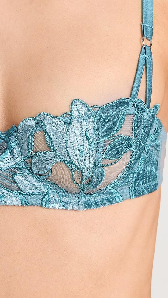 Fleur du Mal Velvet Lily Embrodiery Balconette Bra | Shopbop Product Image