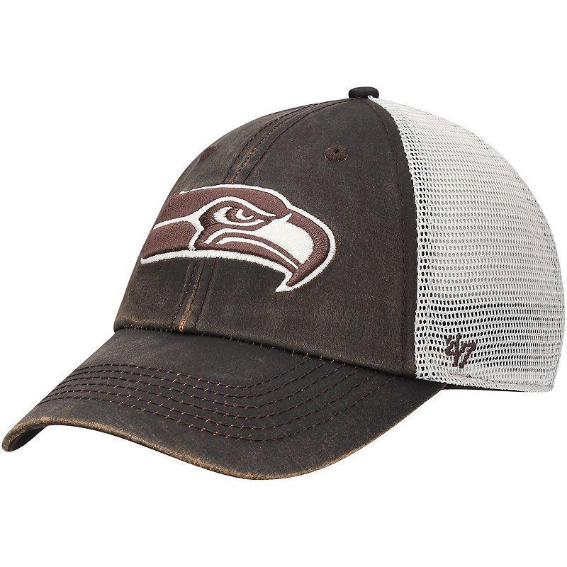 Mens 47 Brown/Natural Atlanta Falcons Oil Cloth Trucker Clean Up Adjustable Hat Product Image