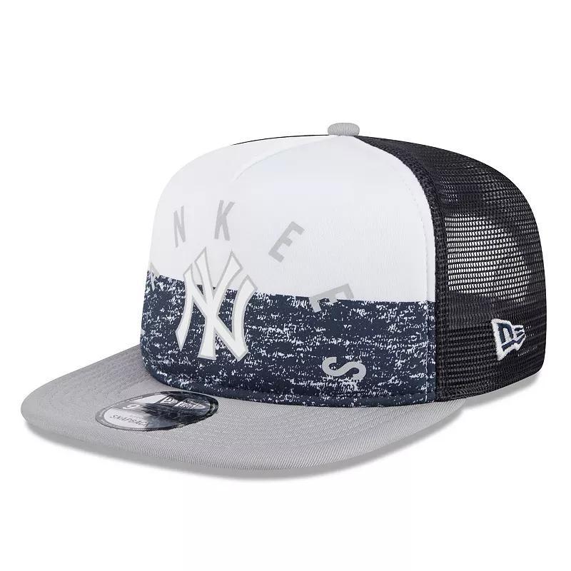 Mens New Era White/Gray New York Yankees Team Foam Front A-Frame Trucker 9FIFTY Snapback Hat Product Image