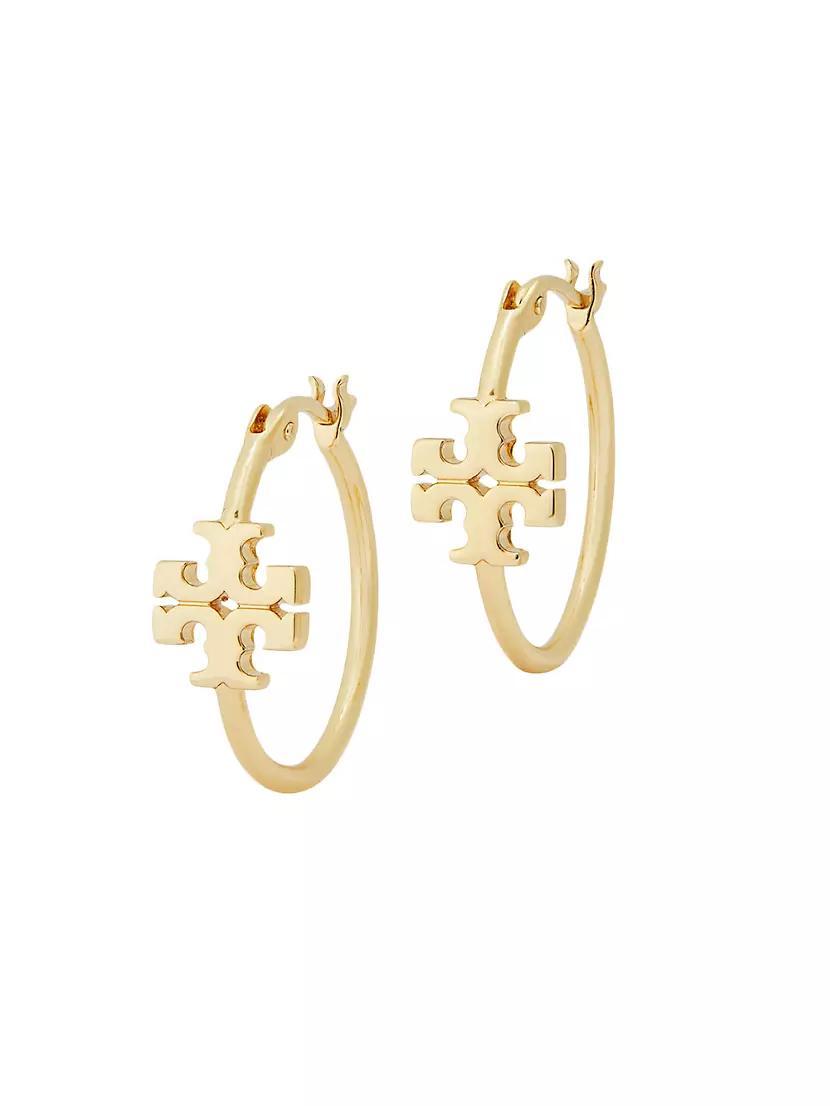 Eleanor 18K-Gold-Plated Small Logo Hoop Earrings Product Image