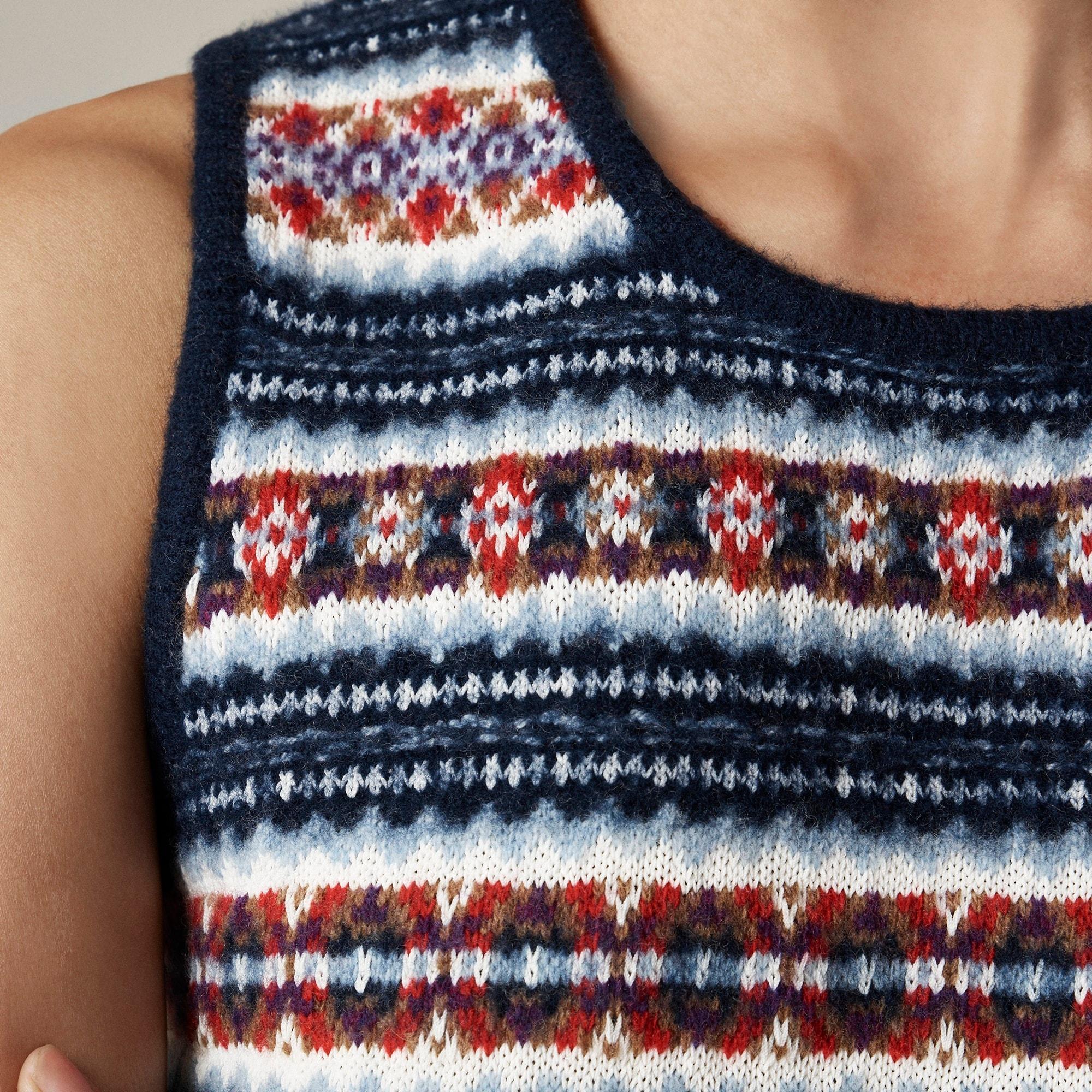 Fair Isle sweater shell in boiled wool blend Product Image