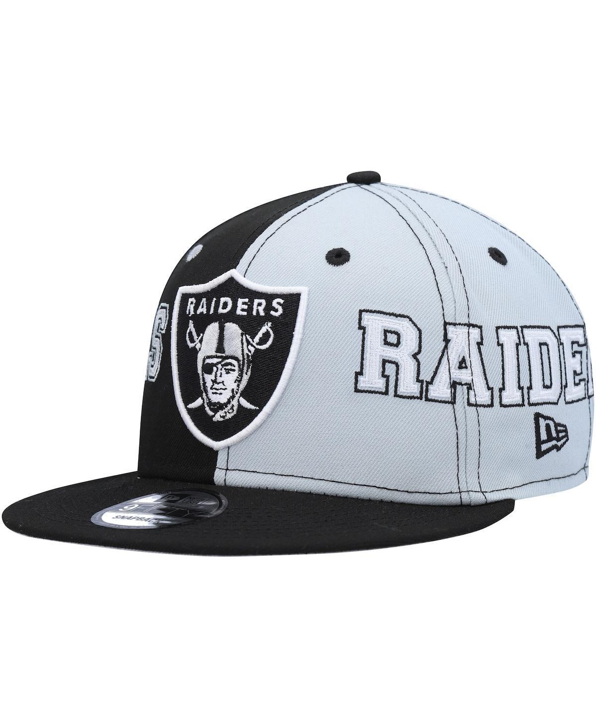 Mens New Era Black Las Vegas Raiders Team Split 9FIFTY Snapback Hat - Black Product Image