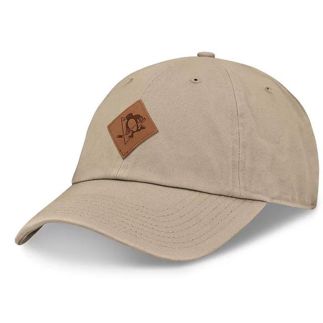 Mens Fanatics Khaki Pittsburgh Penguins Elements Unstructured Patch Leather Strapback Hat Product Image