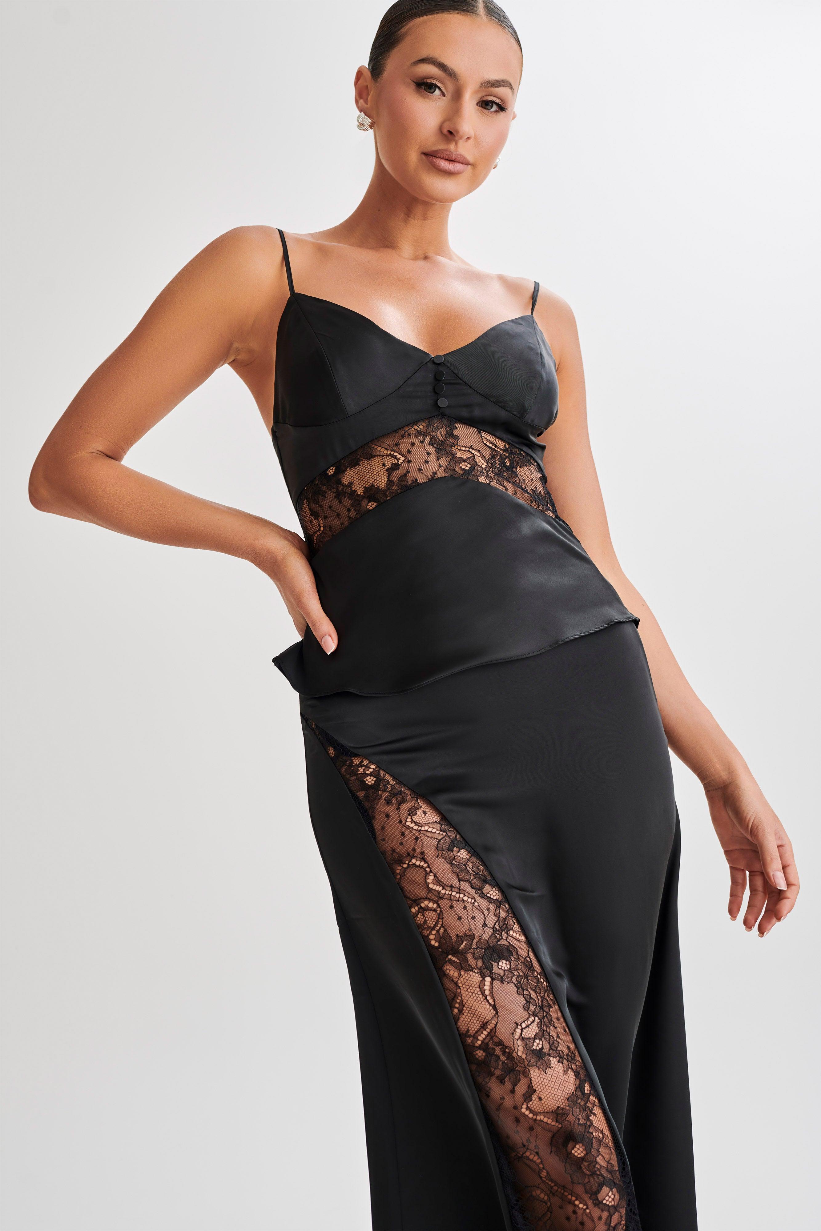 Luella Satin Lace Cami Top - Black Product Image