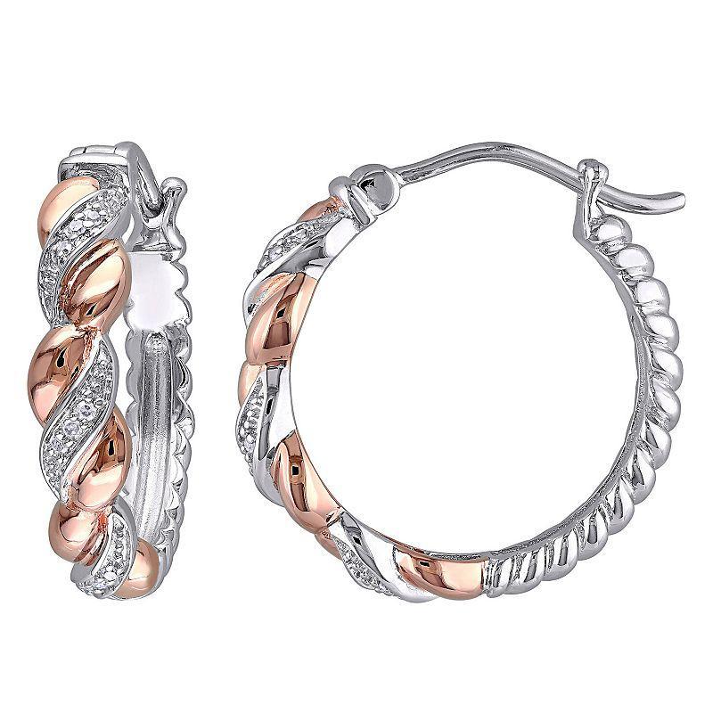 Stella Grace Two Tone Sterling Silver Diamond Accent Twist Hoop Earrings, Womens Product Image