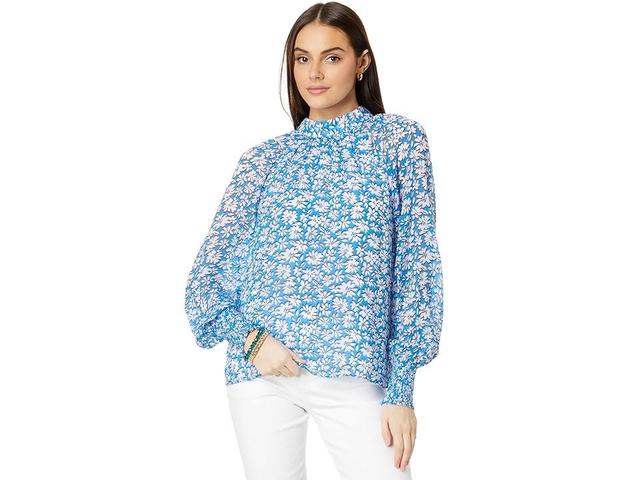 Lilly Pulitzer Ellielynn Long Sleeve Top (Lunar Palm Beach Petals) Women's Clothing Product Image