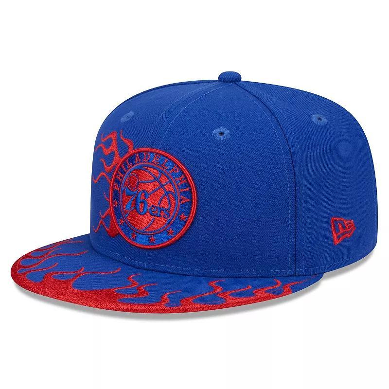 Mens New Era Royal Philadelphia 76ers Rally Drive Flames 9FIFTY Snapback Hat Product Image