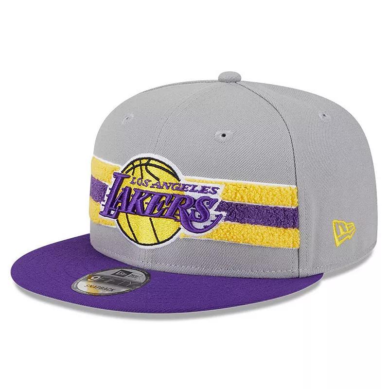 Mens New Era Gray Los Angeles Lakers Chenille Band 9FIFTY Snapback Hat Product Image