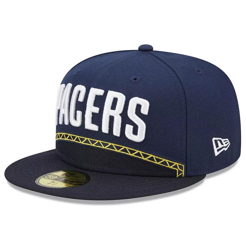 Mens New Era Indiana Pacers 2022/23 City Edition Official 59FIFTY Fitted Hat Blue Product Image