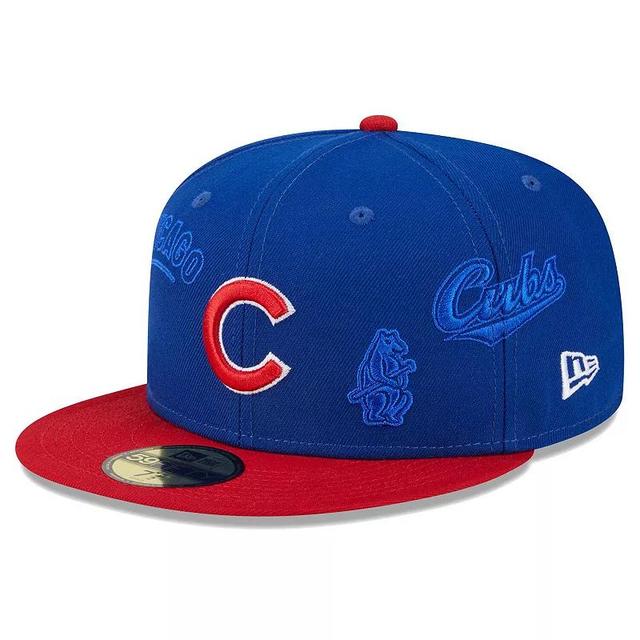 Mens New Era Royal/Red Chicago Cubs Multi Logo 59FIFTY Fitted Hat Product Image