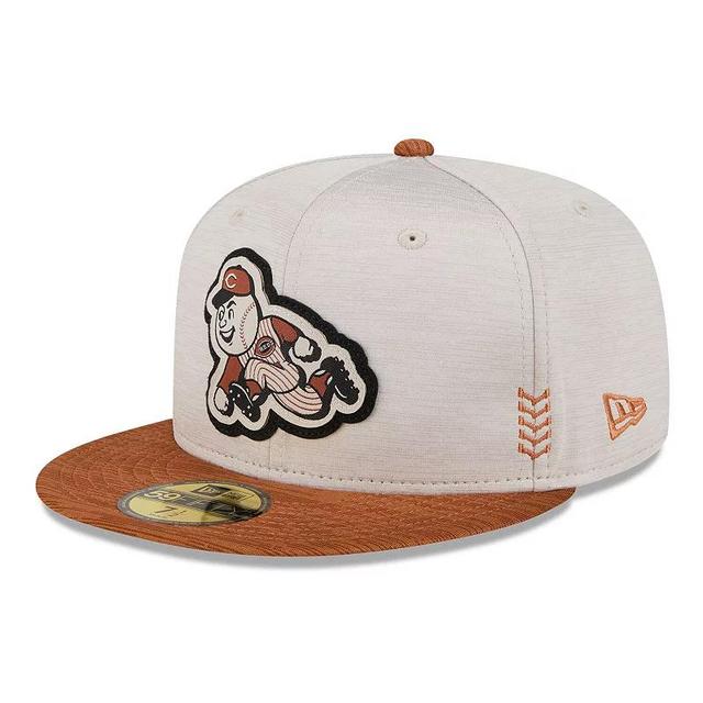 Mens New Era Stone/Brown Cincinnati Reds 2024 Clubhouse 59FIFTY Fitted Hat Product Image