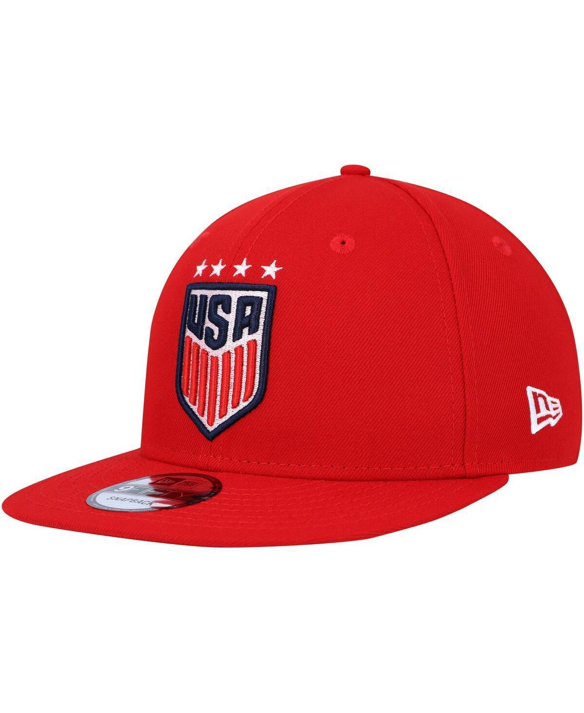 Mens New Era Red Uswnt Team Basic 9FIFTY Snapback Hat Product Image