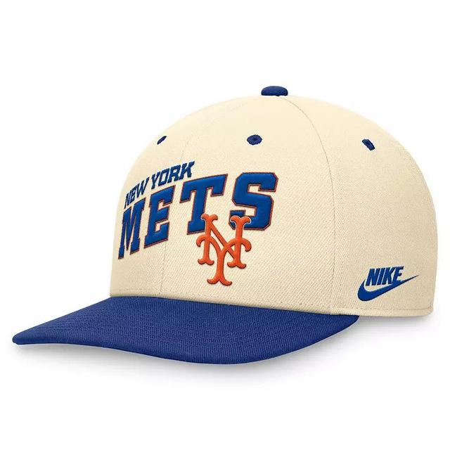 Mens Nike Cream/Royal New York Mets Rewind Cooperstown Collection Performance Snapback Hat Product Image