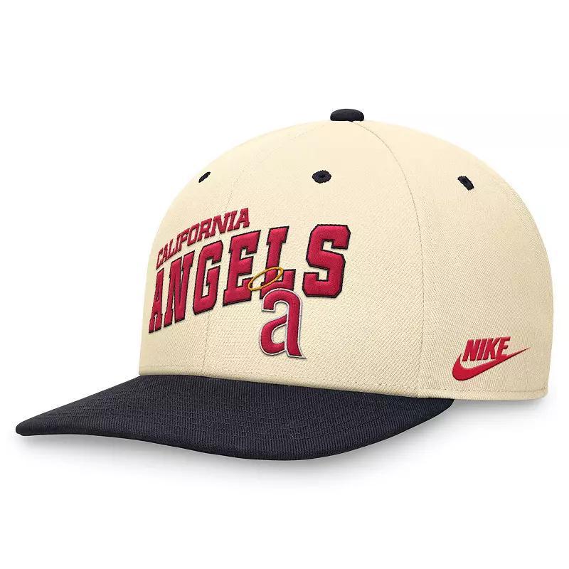 Mens Nike Cream/Navy California Angels Rewind Cooperstown Collection Performance Snapback Hat Product Image