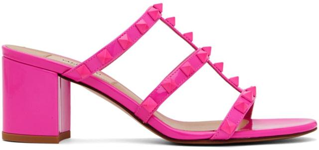 VALENTINO GARAVANI Pink Rockstud Heeled Sandals In Uwt Pink Pp Product Image