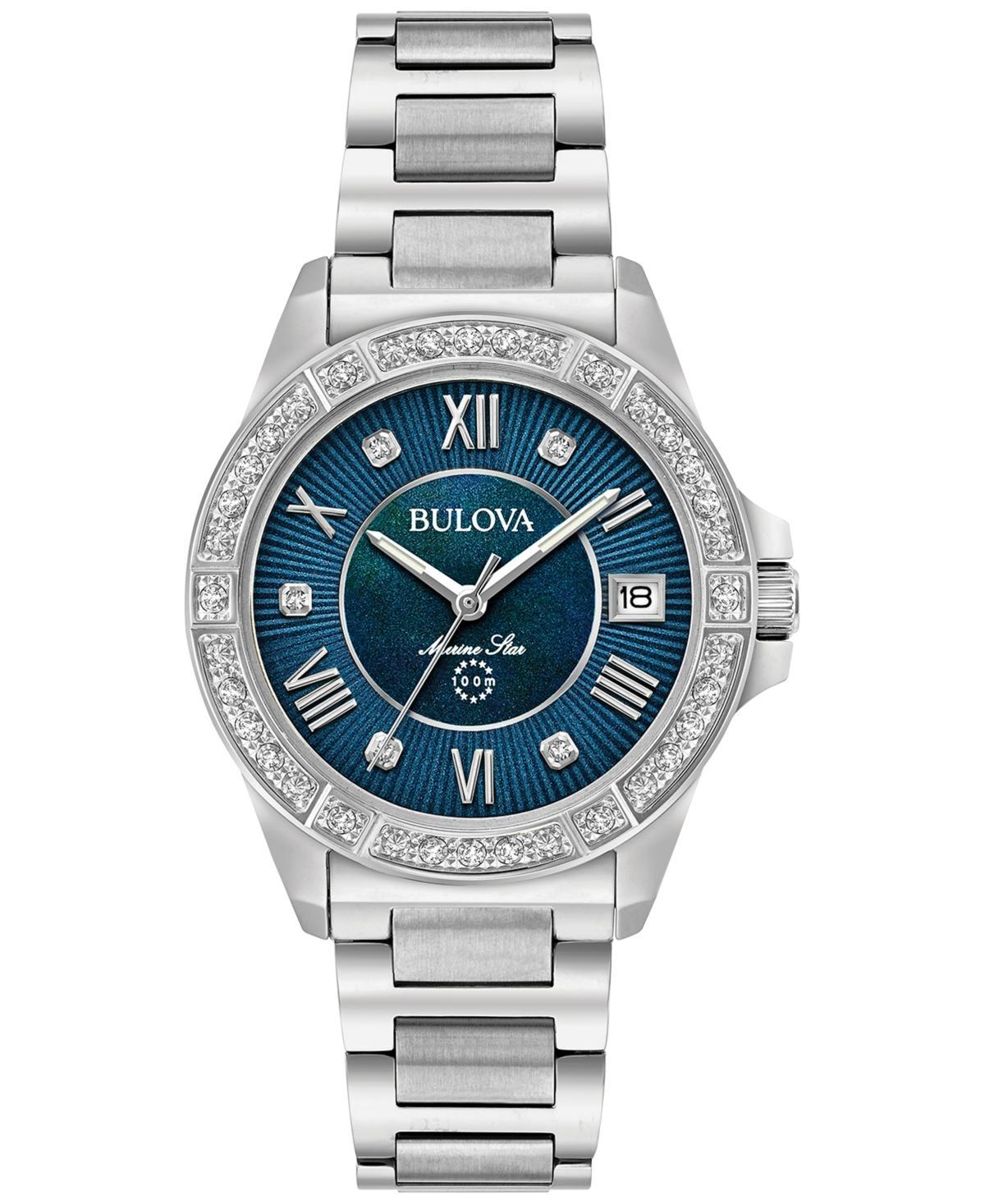 Bulova Womens Diamond Accent Marine Star Stainless Steel Bracelet Watch 32mm 96R215 Product Image