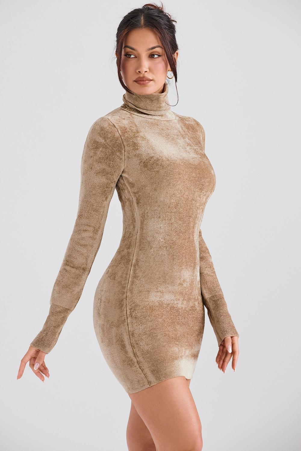 Taya Fawn Chenille Mini Dress Product Image