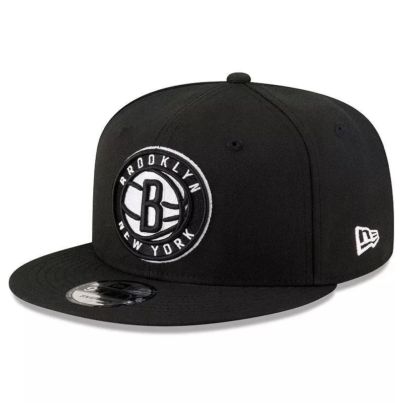 Mens New Era Black Brooklyn Nets Chainstitch 9FIFTY Snapback Hat Product Image