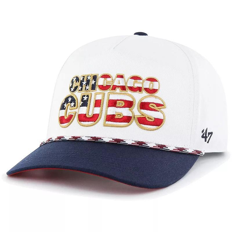 Mens 47 Brand White Chicago Cubs Flag Script Hitch Snapback Hat Product Image