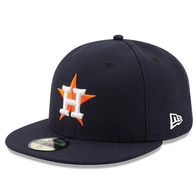 Mens New Era Houston Astros Home Authentic Collection On Field 59FIFTY Performance Fitted Hat Blue Product Image