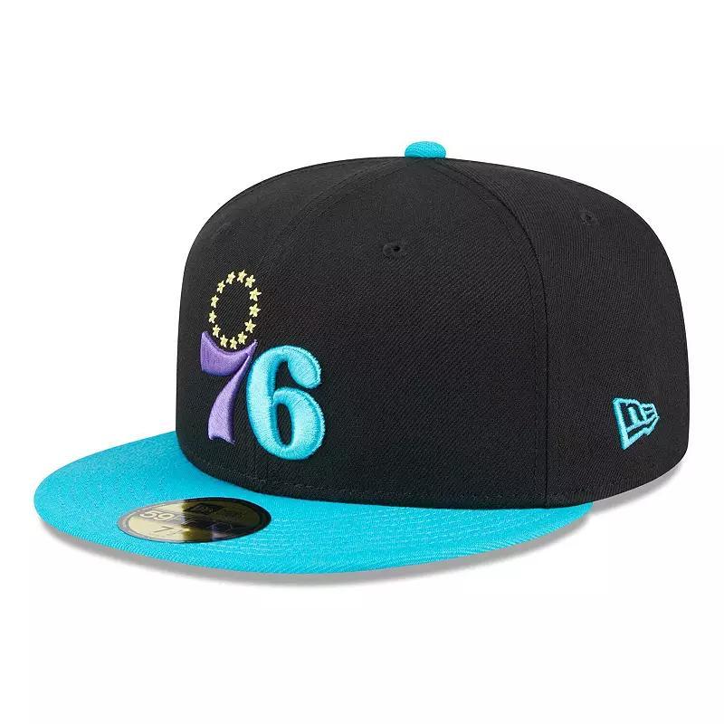 Mens New Era Black/Turquoise Philadelphia 76ers Arcade Scheme 59FIFTY Fitted Hat Product Image