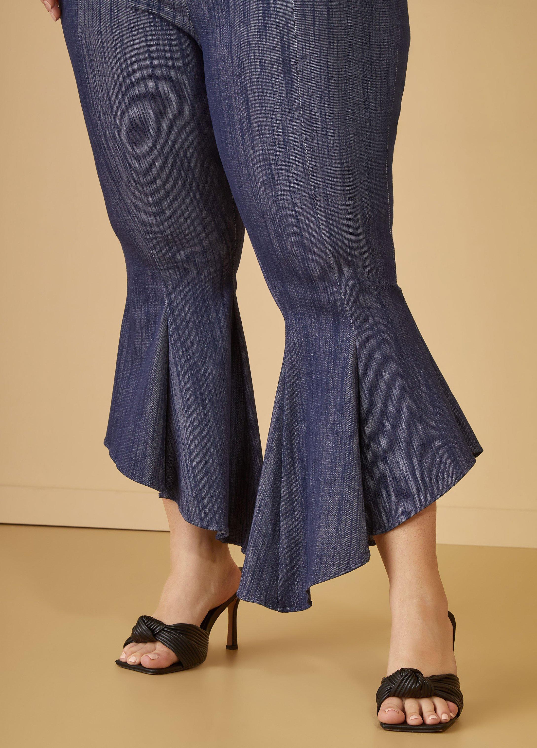 Textured Denim Kick Flare Jumpsuit Product Image