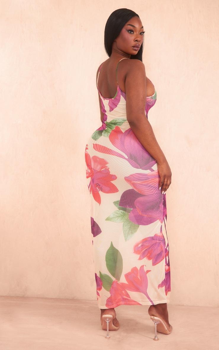 Plus Multi Print Mesh Maxi Dress Product Image