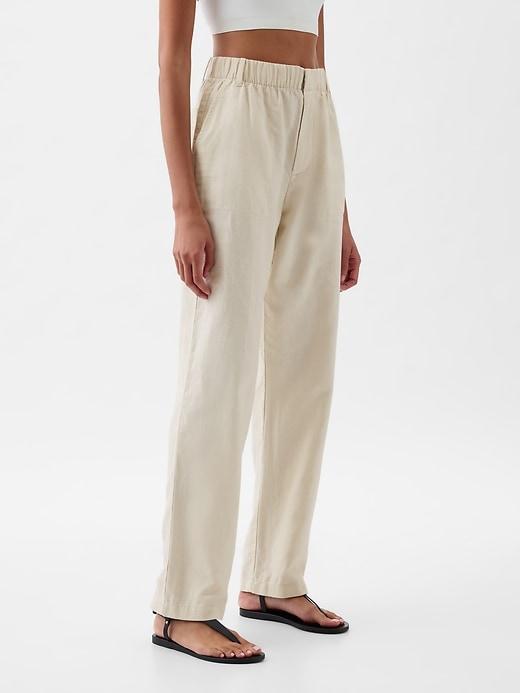 High Rise Linen-Cotton Pull-On Pants Product Image