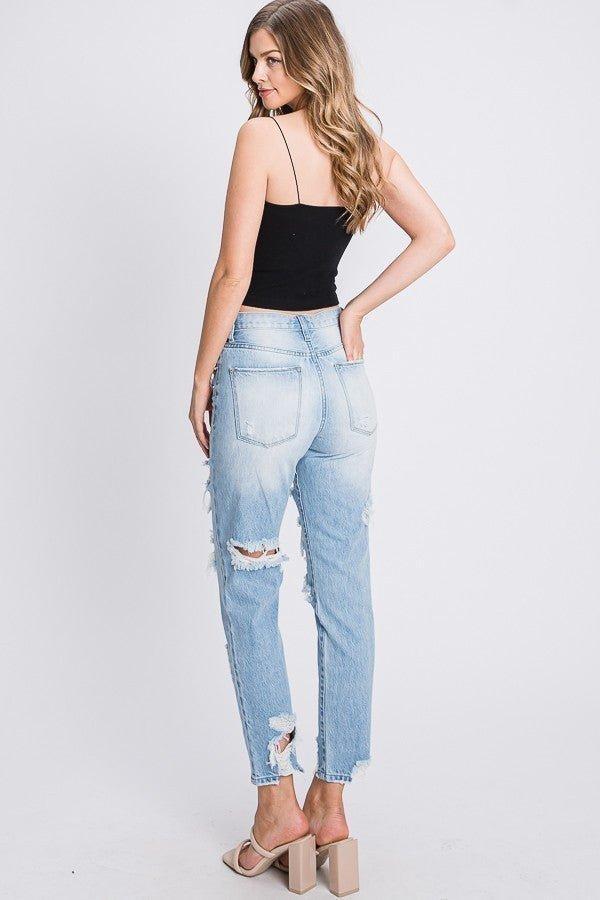 Petra 123 Distressed High Waisted Rigid Mom Jeans Product Image